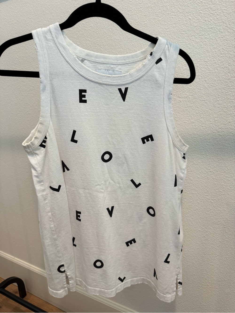 Current/Elliott White Tank with Scattered Black “LOVE” Lettering